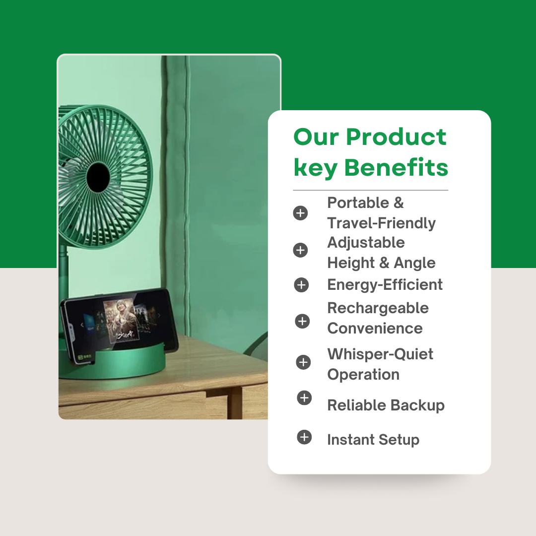 Rechargeable Telescopic Foldable Fan