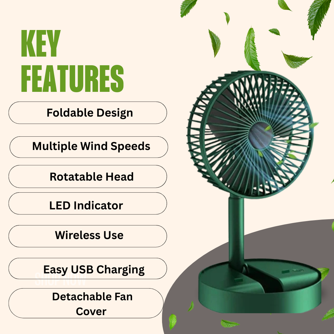 Rechargeable Telescopic Foldable Fan