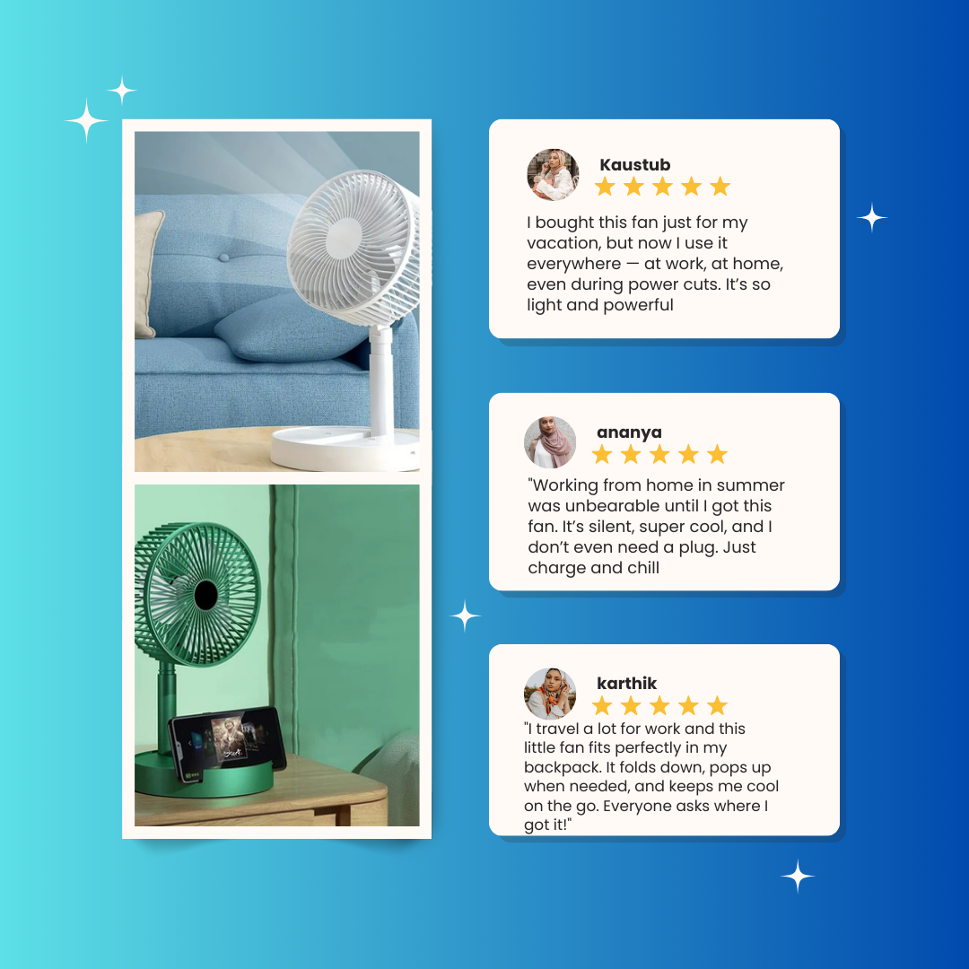 Rechargeable Telescopic Foldable Fan