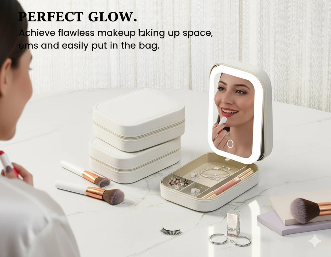 RadiantCase™ Compact Makeup Vanity With LED Mirror - Glam On The Go