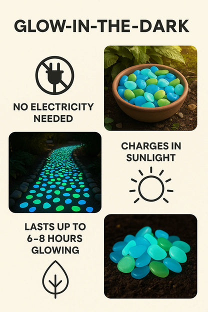 Twilight Pebbles Glow In Dark Garden Rocks (Pack Of 100 pcs)