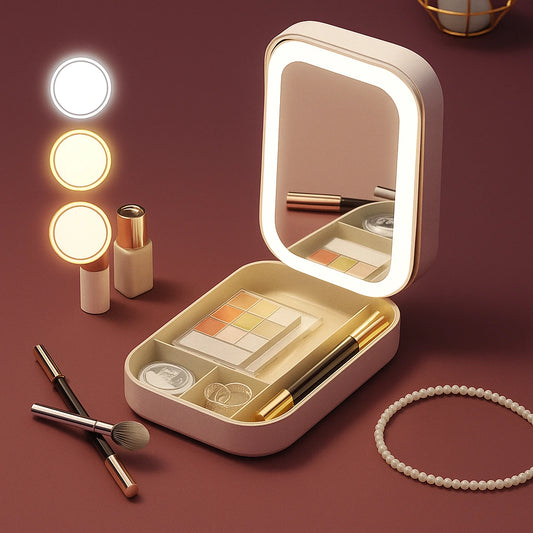 Compact Makeup Vanity With LED Mirror