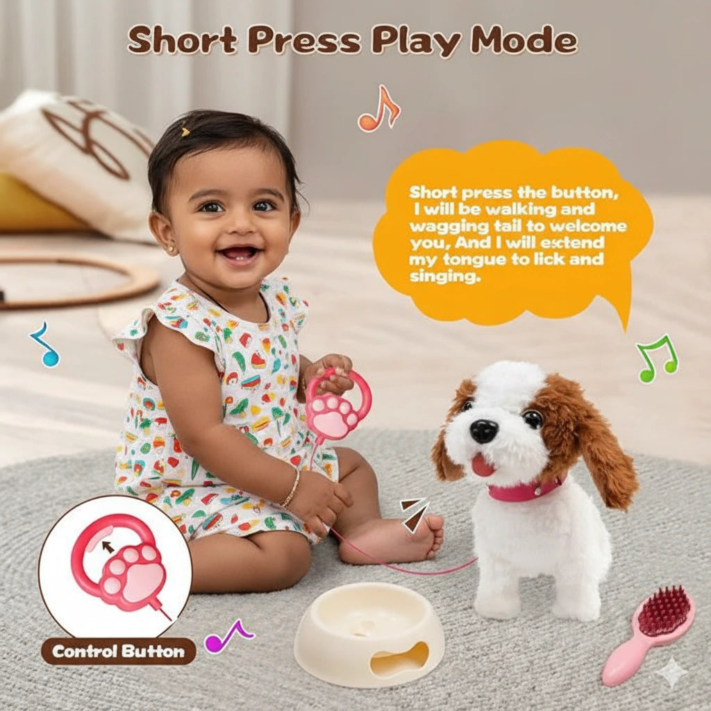 CuddlePup™ Electronic Interactive Plush Puppy Toy – Walks, Barks, Wags